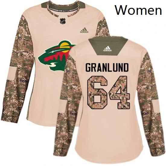Womens Adidas Minnesota Wild 64 Mikael Granlund Authentic Camo Veterans Day Practice NHL Jersey